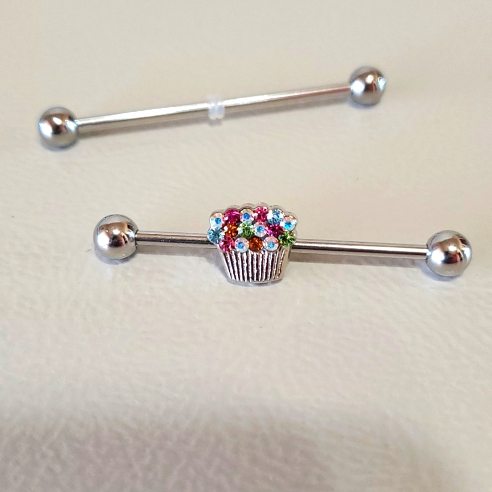 Industrial Body Jewelry Earring Cupcake Gemstones NWOT
